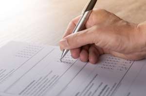 Hand writing in a registration form